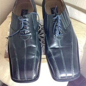 Giovanni styled in Italy Men’s blue / gray square toe lace up dress shoe Sz 12
